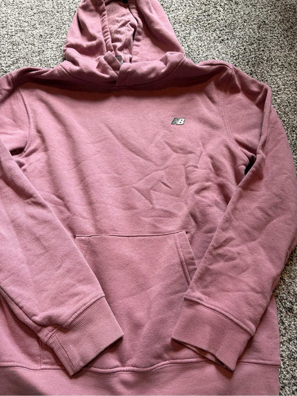 New Balance Girls Pink Pullover Hoodie with NB Logo
